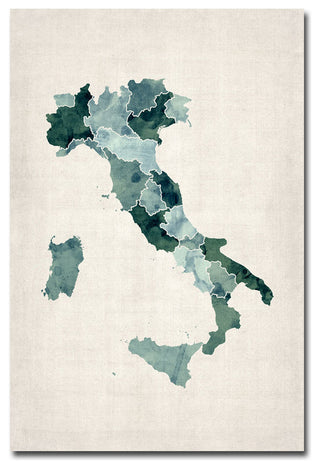 'Italy Watercolor Map' Canvas Art by Michael Tompsett