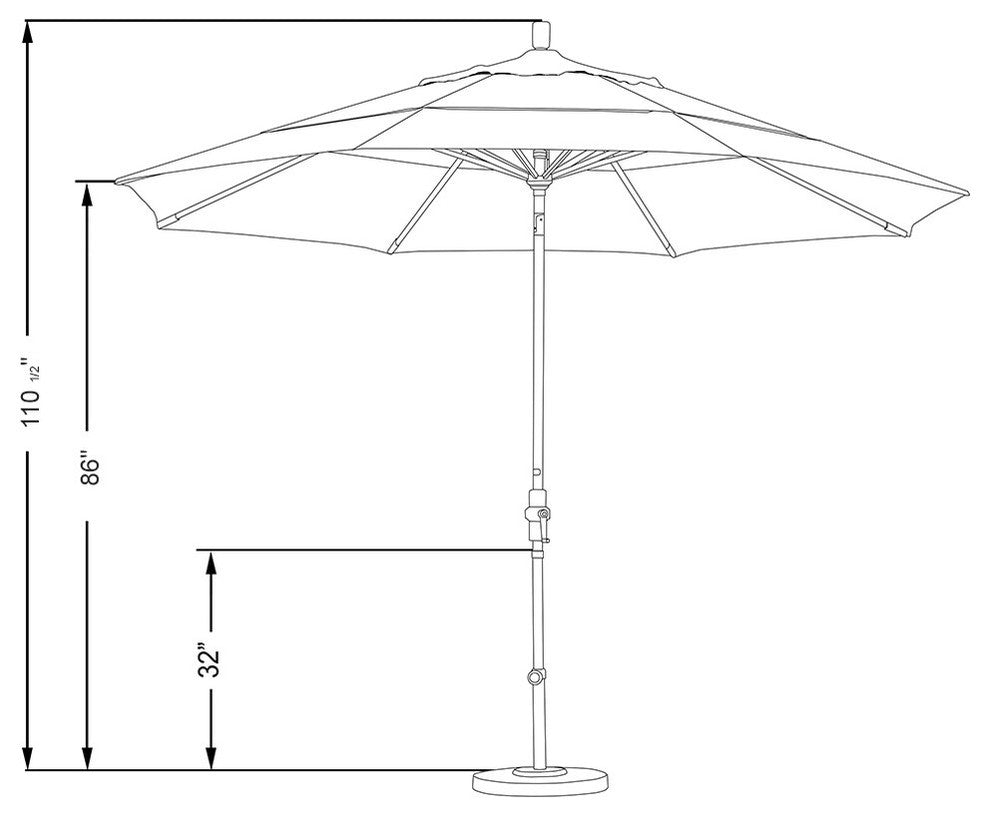 11' Aluminum Umbrella Collar Tilt Matted White, Spectrum Mist