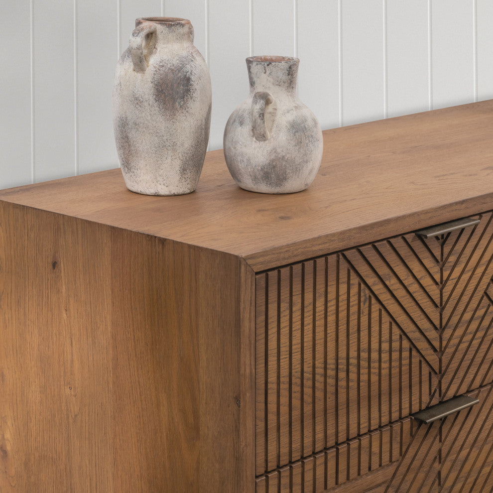 Santa Clara 6-Drawer Wood Dresser, Oak Golden