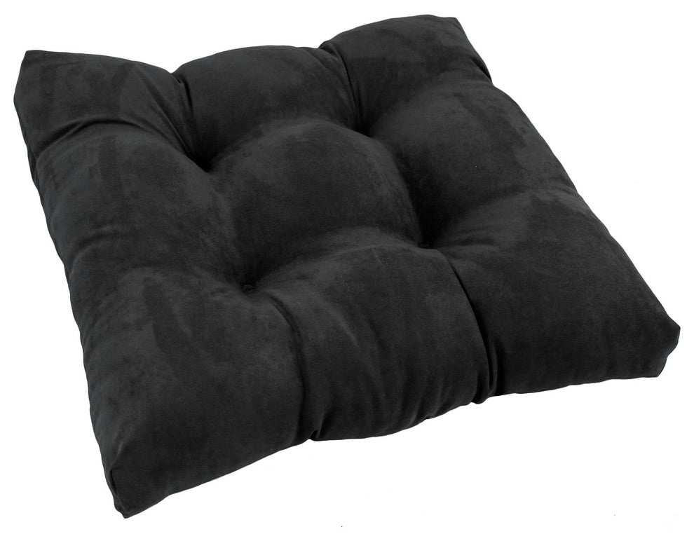 19" Squared Microsuede Tufted Dining Chair Cushion, Black