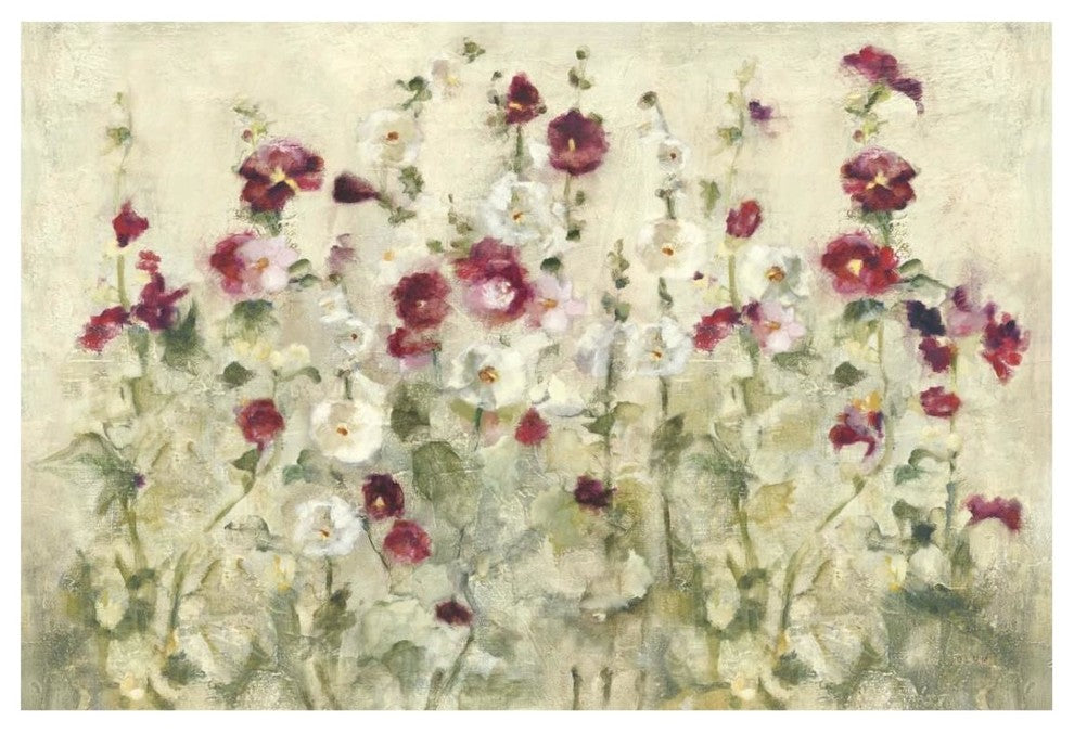 "Hollyhocks Row Cool" Digital Paper Print by Cheri Blum, 26"x18"