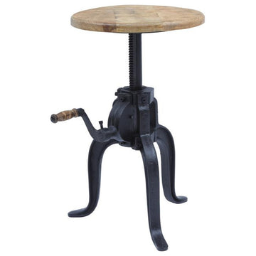 Global Archive Industrial Solid Wood and Iron Crank Table