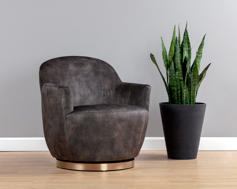 Casey Swivel Lounge Chair, Nono Shitake