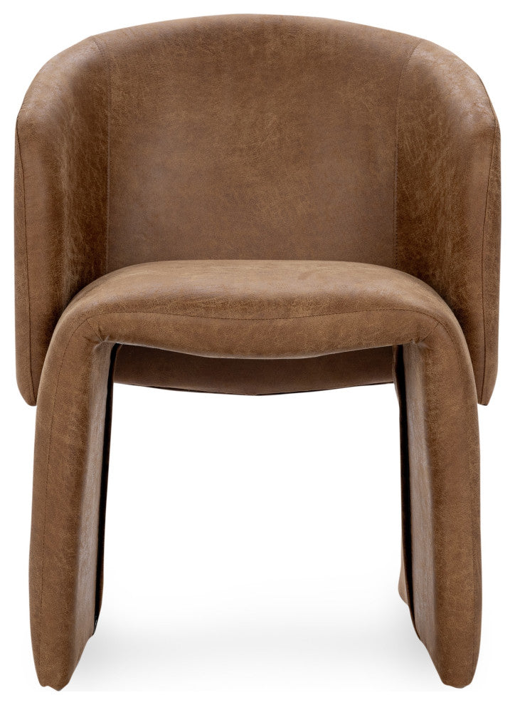 Halstead Upholstered Fabric Dining Chair, Cognac Leather