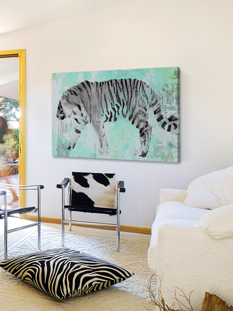 "White Tiger" Painting Print on Wrapped Canvas, 45x30