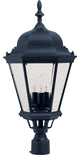 Maxim Westlake Three Light Black Clear Glass Post Light