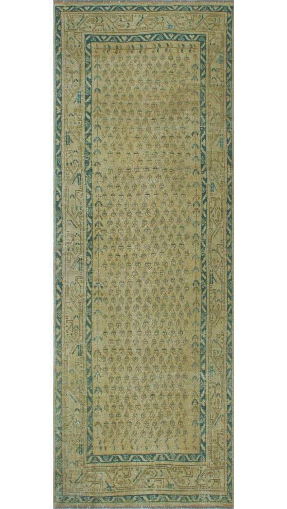 Semi-Antique Baha Beige/Gray Runner, 3'5x9'7