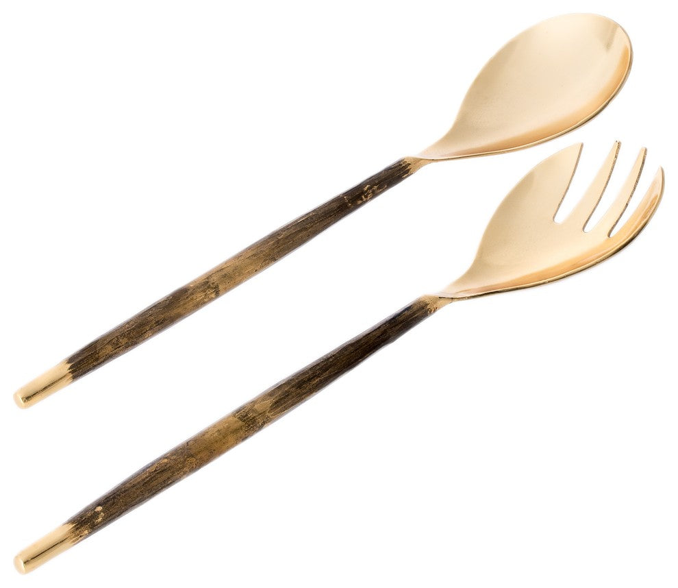 Stainless Steel Gold Tone Salad Servers, Set of 2
