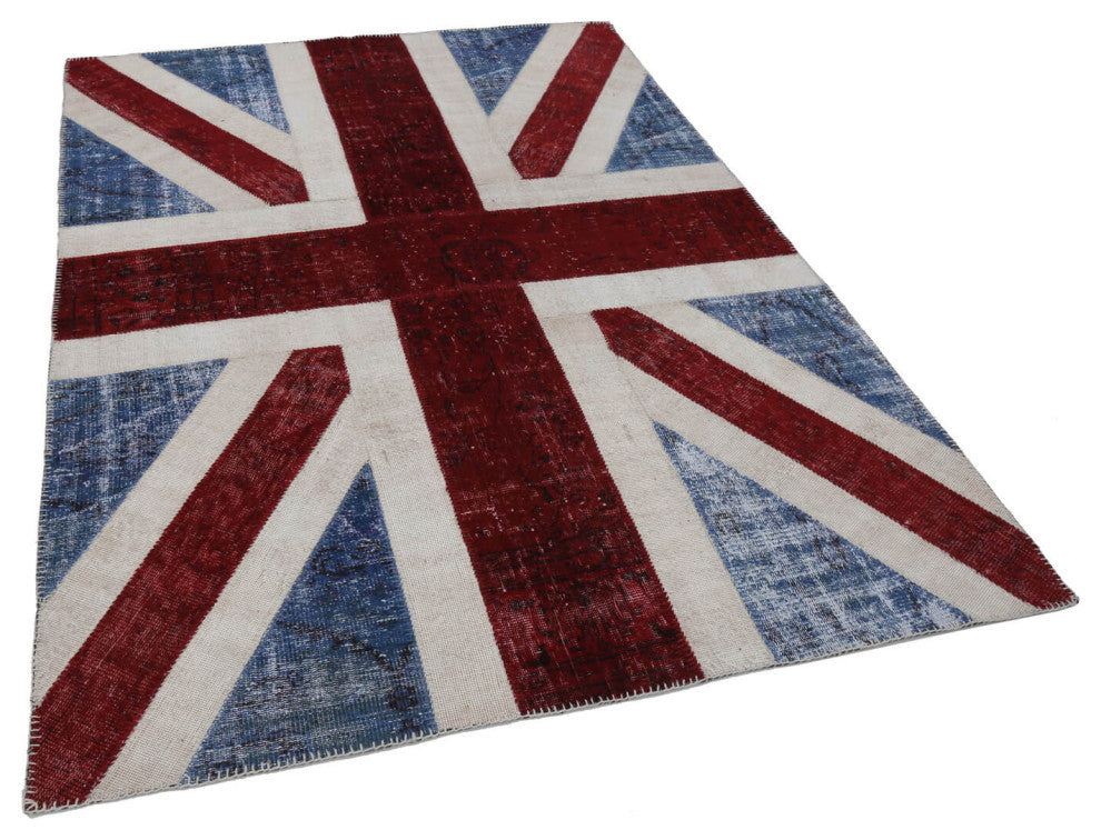 Rug N Carpet - Handwoven Oriental 5' 7'' x 8' 0'' Flag Patchwork Rug