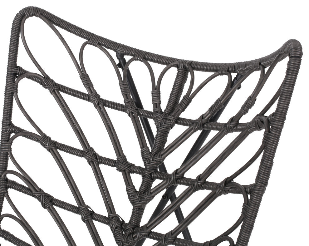 Danbury Outdoor Boho Modern Wicker Accent Chairs, Set of 2, Gray/Black