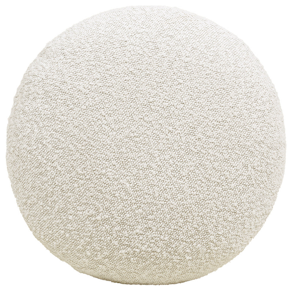 Fuji 15" Mushroom Footstool Ottoman, Ivory White Boucle