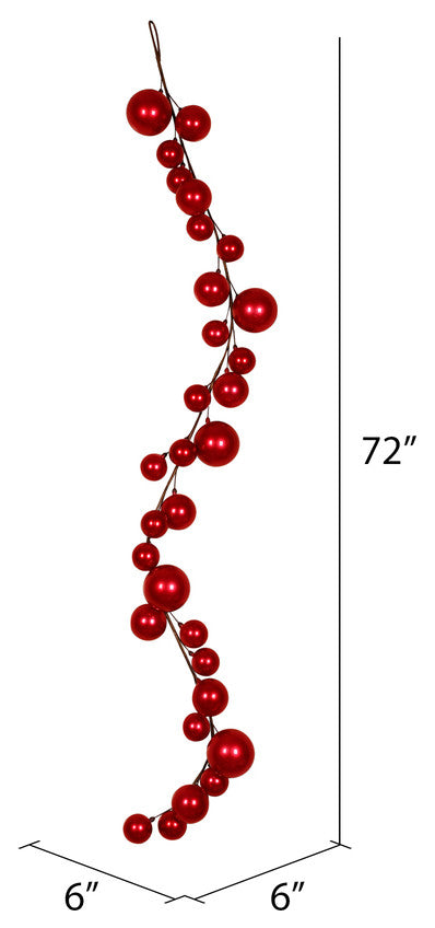 Vickerman N181603 6' Red Candy Christmas Ball Ornament Garland