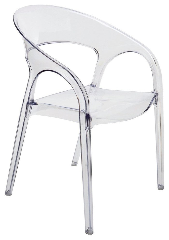 Dining Chair Polycarbonate Plastic in Clear Transparent Crystal, Set of 4