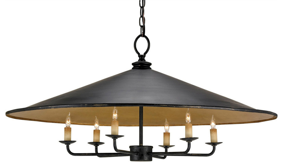 Brussels 6 Light Chandelier, French Black and Contemporary Gold