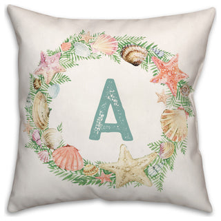 Coastal Christmas Monogram A 18x18 Spun Poly Pillow
