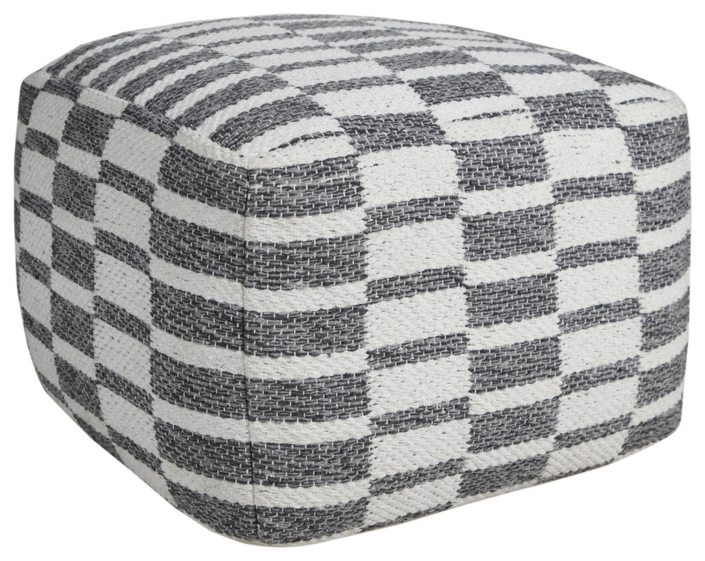 Modern Checkered Dimensional Pouf Ottoman