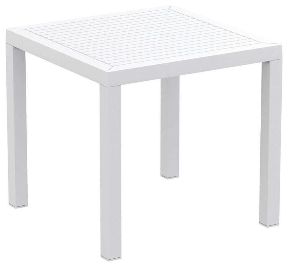 Air Mix Square Dining Set With White Table and 4 Tropical Green Chairs