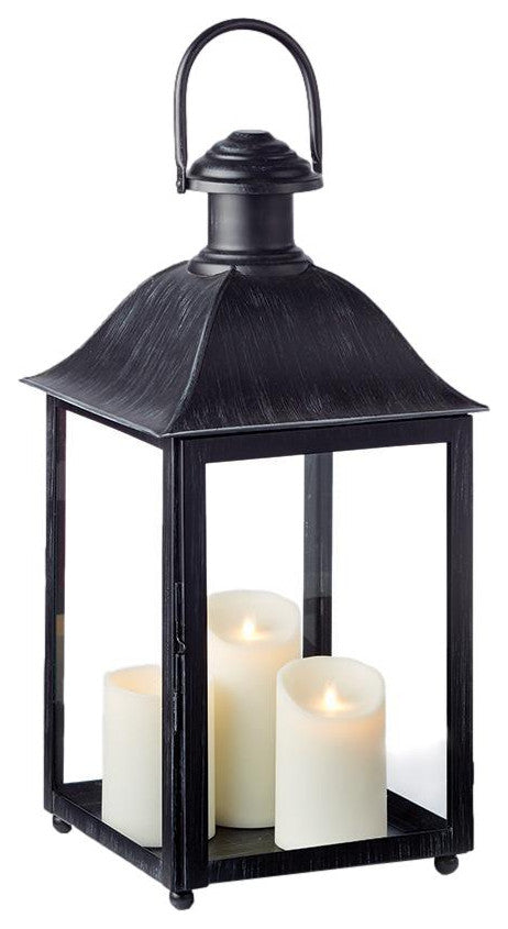 Classic Carriage Antique Style Candle Lantern Black Metal Outdoor Safe Patio