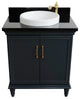 31" Single Vanity, Dark Gray Finish With Black Galaxy And Round Sink