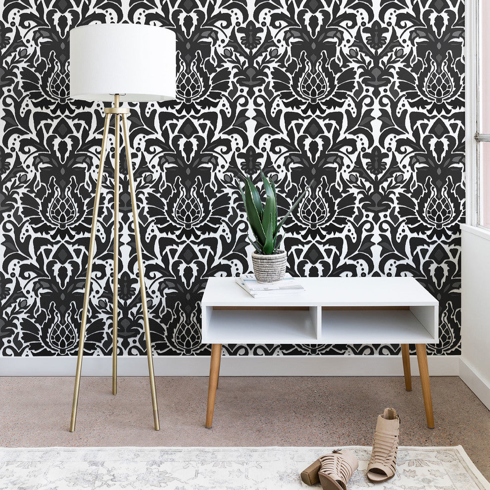 Deny Designs Sharon Turner Aya Damask Wallpaper, Gray, 2''x4''