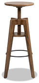 Spencer Minimalist Adjustable Height Bar Stool, Walnut Brown Oak Wood