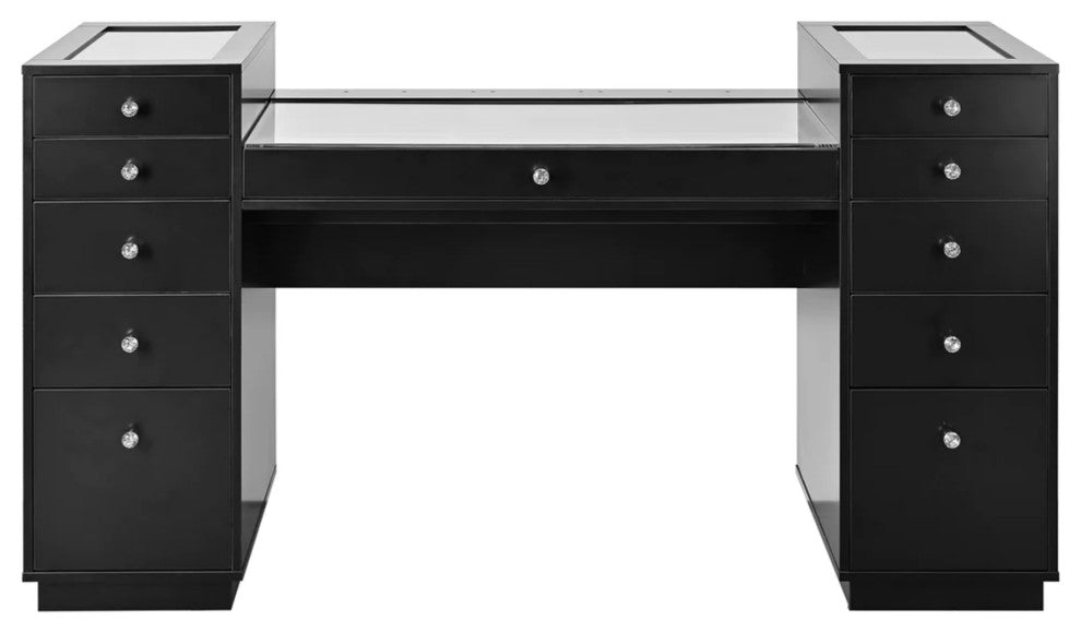 Slaystation Odette Vanity Table with Drawers, Black