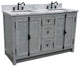 55" Double Vanity, Gray Ash With White Carrara Marble, Mirrors & Rectangle Sinks