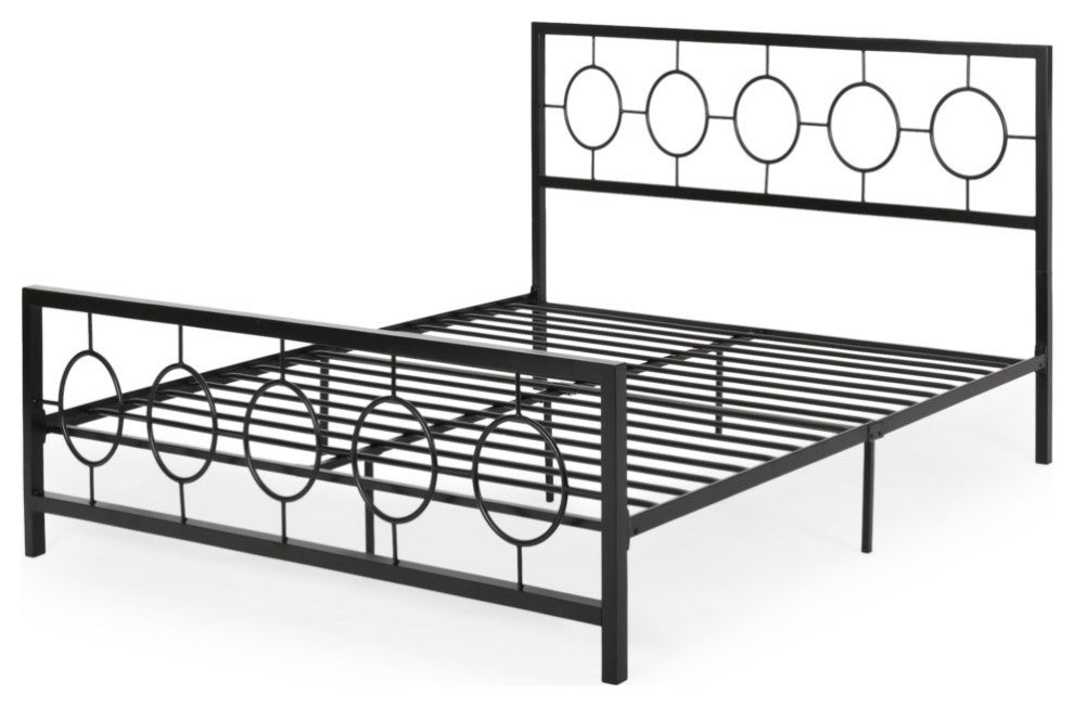 Aldrin Modern Iron Bed Frame, Flat Black
