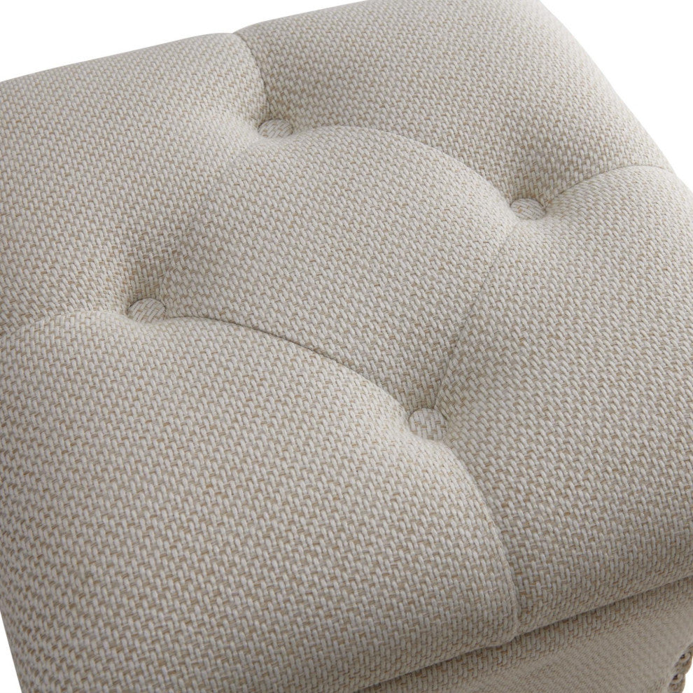 Amelia Nailhead Tufted Storage Ottoman - Cardiff Cream