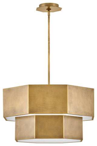 Hinkley Facet Convertible Chandelier, Heritage Brass, 22.25"