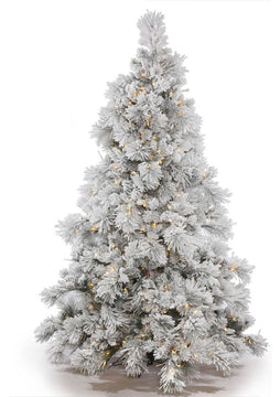 12' Flocked Alberta Artificial Christmas Tree, Warm White LED Lights