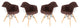 LeisureMod Willow Velvet Eiffel Wooden Base Accent Chair Set of 4 Coffee Brown
