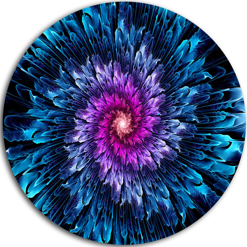 Magical Glowing Fractal Flower, Floral Large Disc Metal Wall Art, 11"