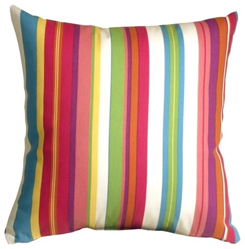 Pillow Decor - Waverly Sidewalk Stripe Cancun 20 x 20 Outdoor Pillow