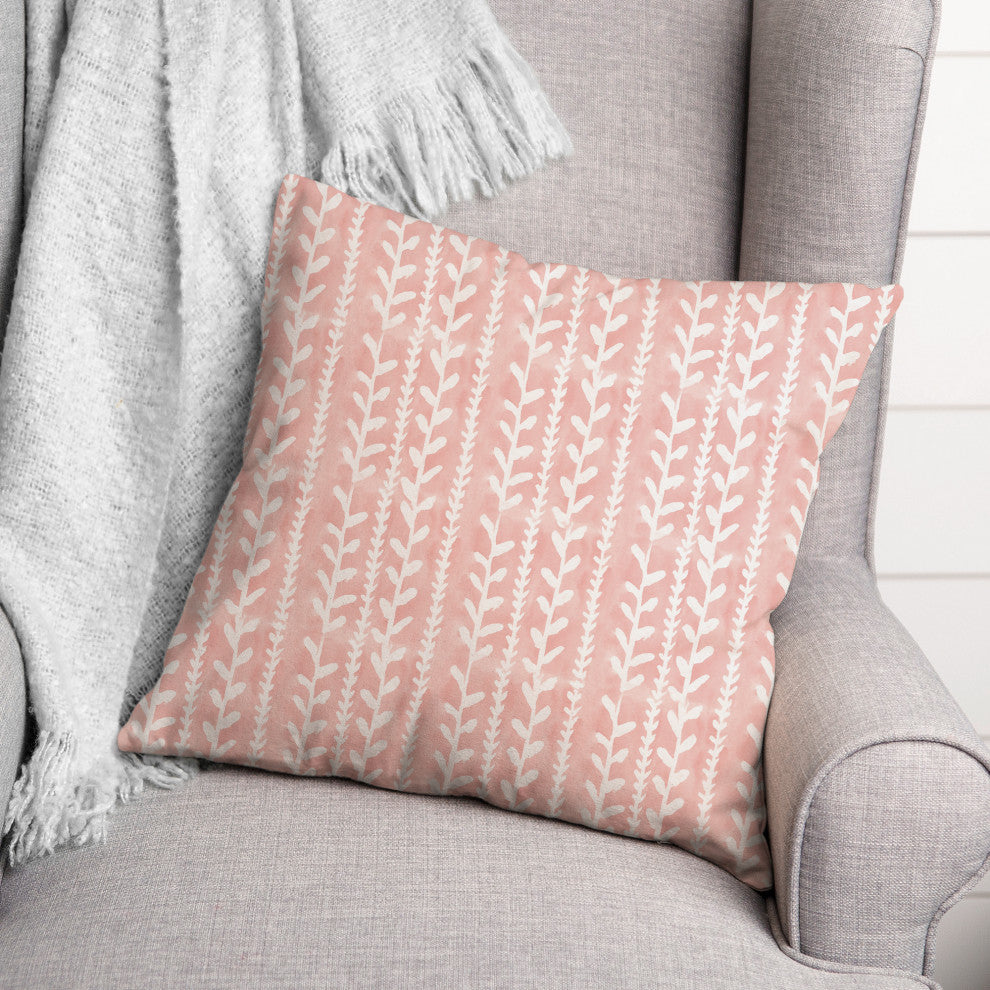 Blush Watercolor Vines 18x18 Spun Poly Pillow