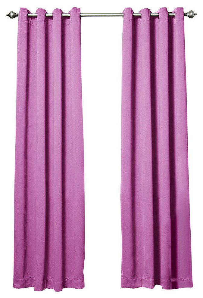 Solid Grommet Top Thermal Insulated Blackout Curtains, Violet, 120"