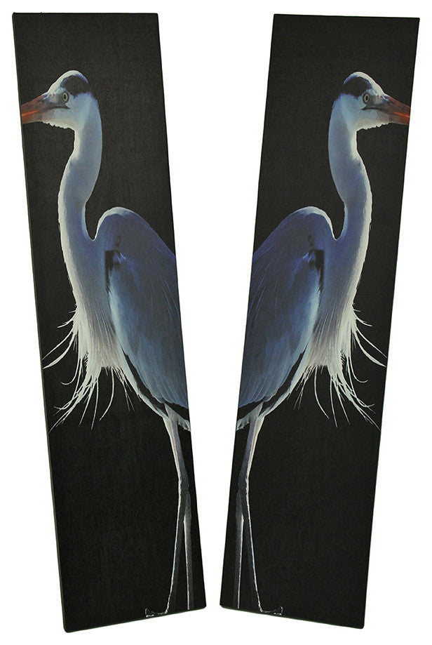42 in. Twin Herons Black and White Canvas Print Set