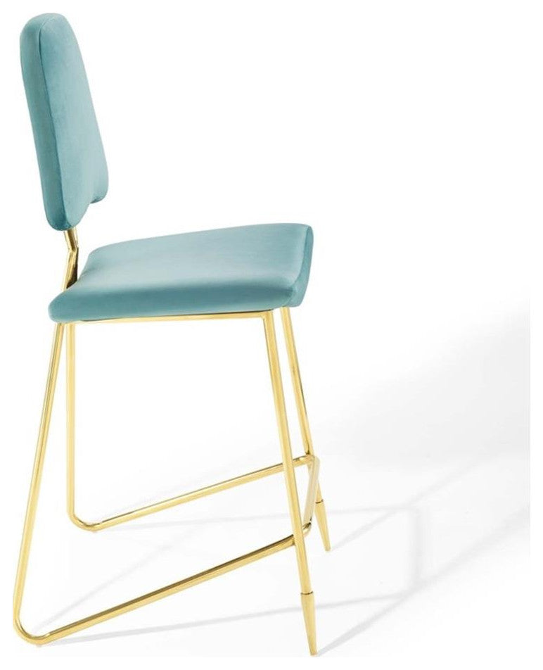 Ponder Bar Stool Performance Velvet Set of 2-Sea Blue