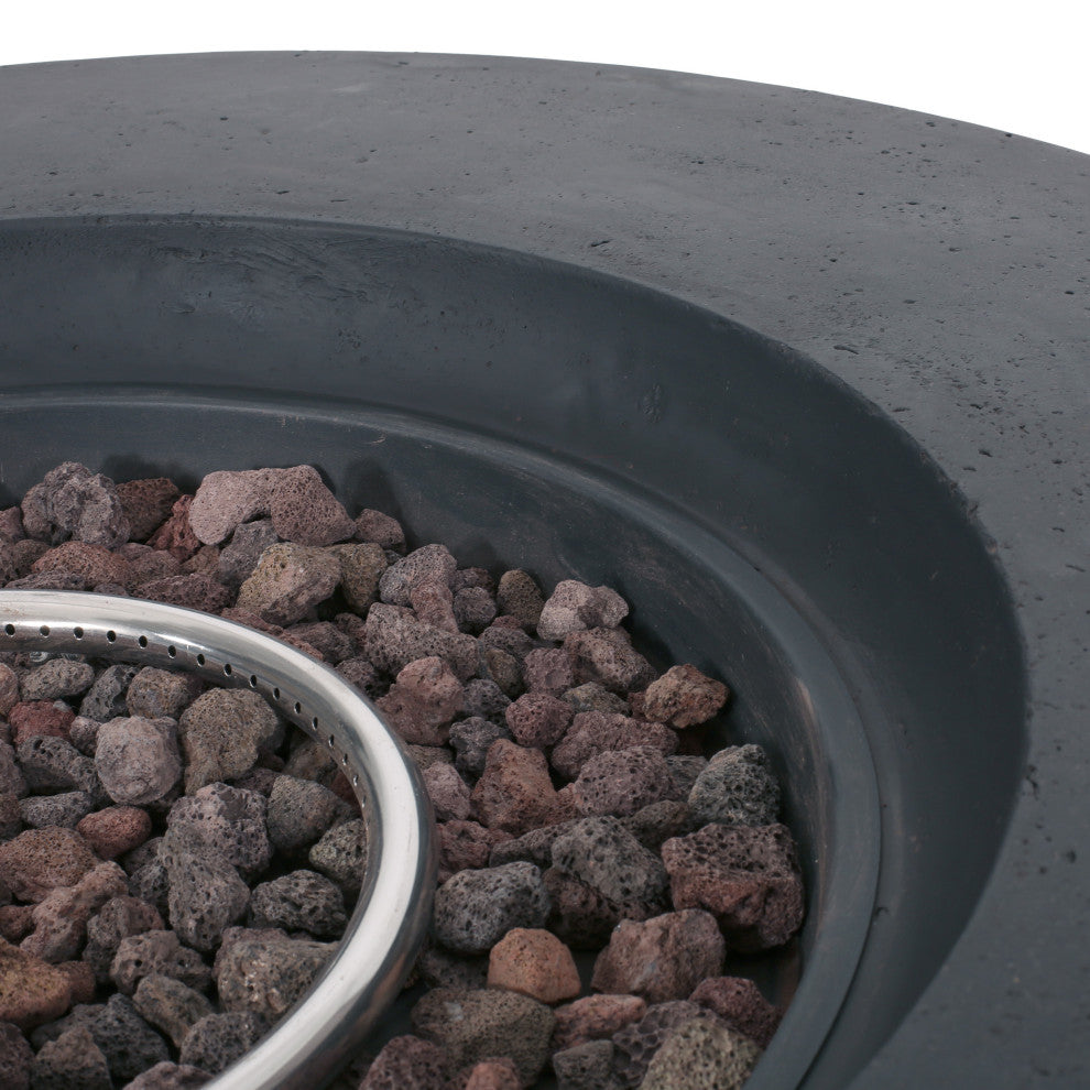 GDF Studio Hearth Circular 50K BTU Outdoor Gas Fire Pit Table With Tank Holder, Dark Gray