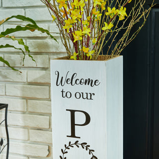 30"H Double Sided Solid White Boxed "Welcome Porch" Porch Sign