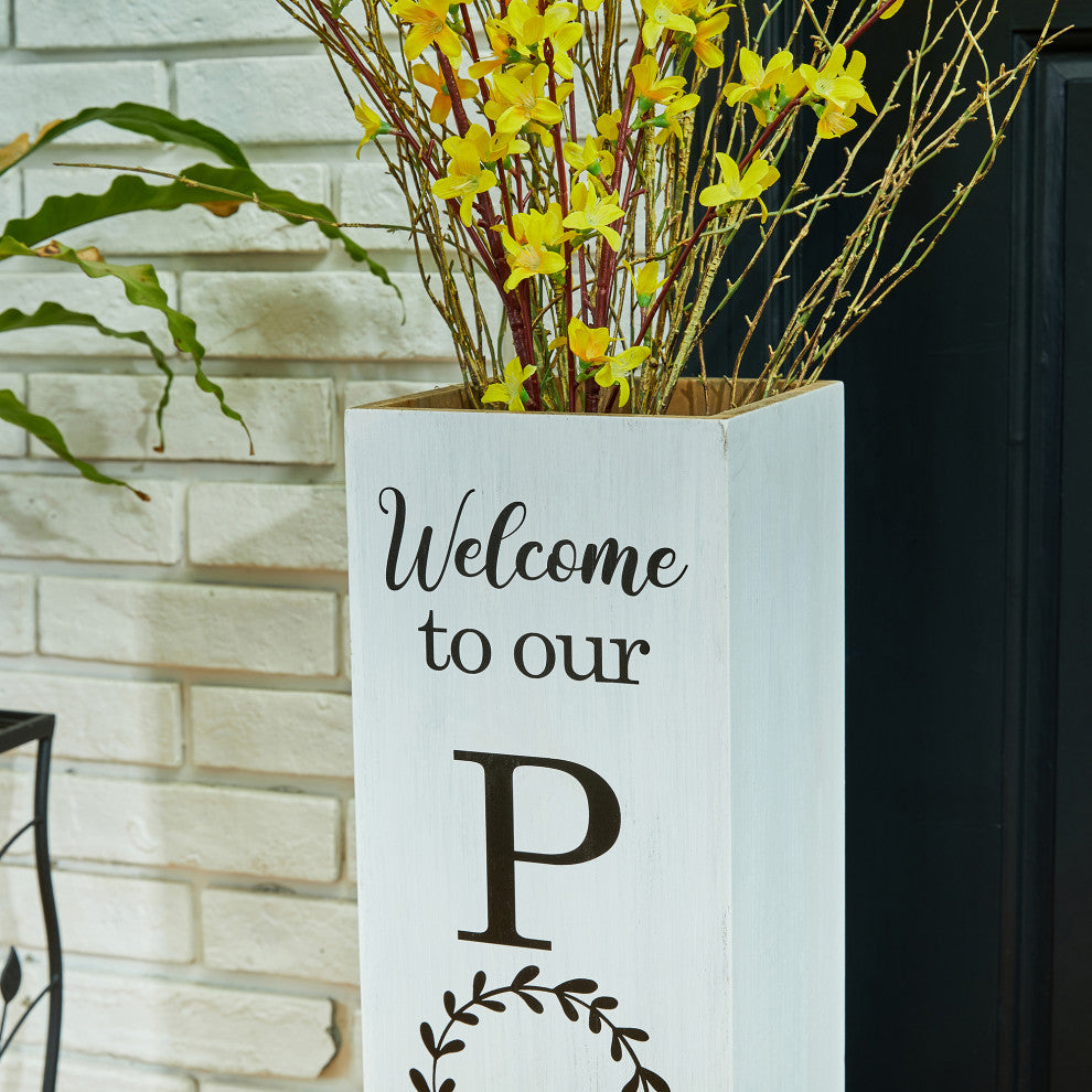 30"H Double Sided Solid White Boxed "Welcome Porch" Porch Sign