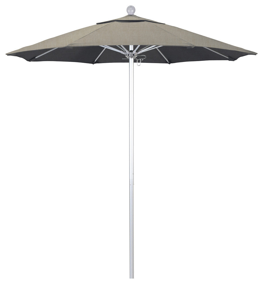7.5' Silver Push Lift Aluminum Umbrella, Sunbrella, Spectrum Dove
