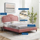 Platform Bed Frame, Full Size, Velvet, Pink, Modern Contemporary, Bedroom Master