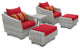 Cannes 5 Piece Sunbrella Outdoor Patio Club Chair and Ottoman Set, Red