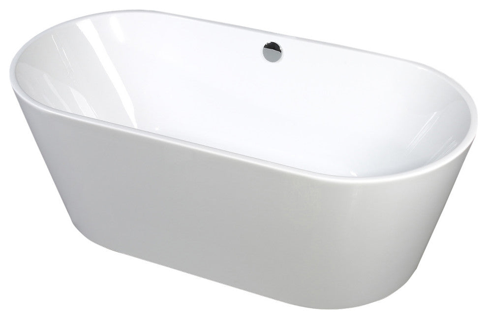 Acrylic Freestanding Bathtub With Chrome-Plated Drain Cover and Overflow Cover, 67"