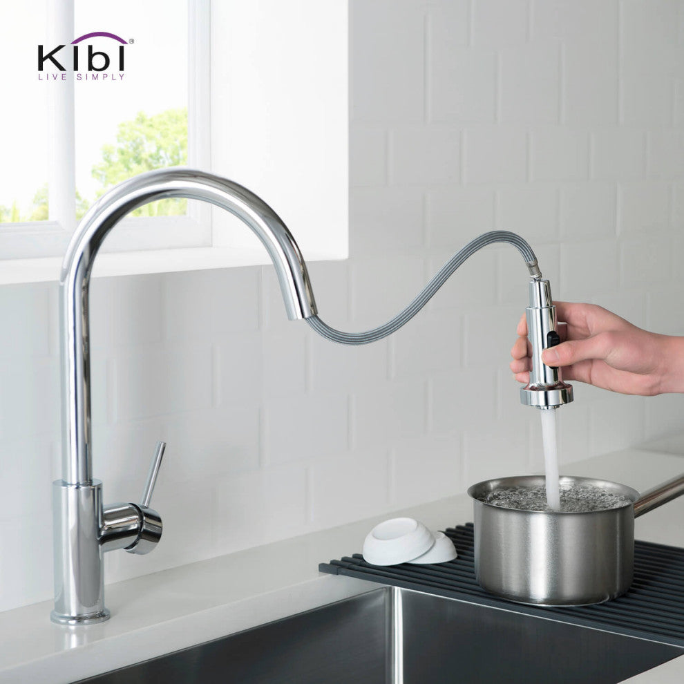 Casa Single Handle Pull Down Faucet, Chrome, W/ Soap Dispenser