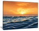 "Blue Waves Dancing At Yellow Sunset" Beach Canvas Wall Art, 20"x12"