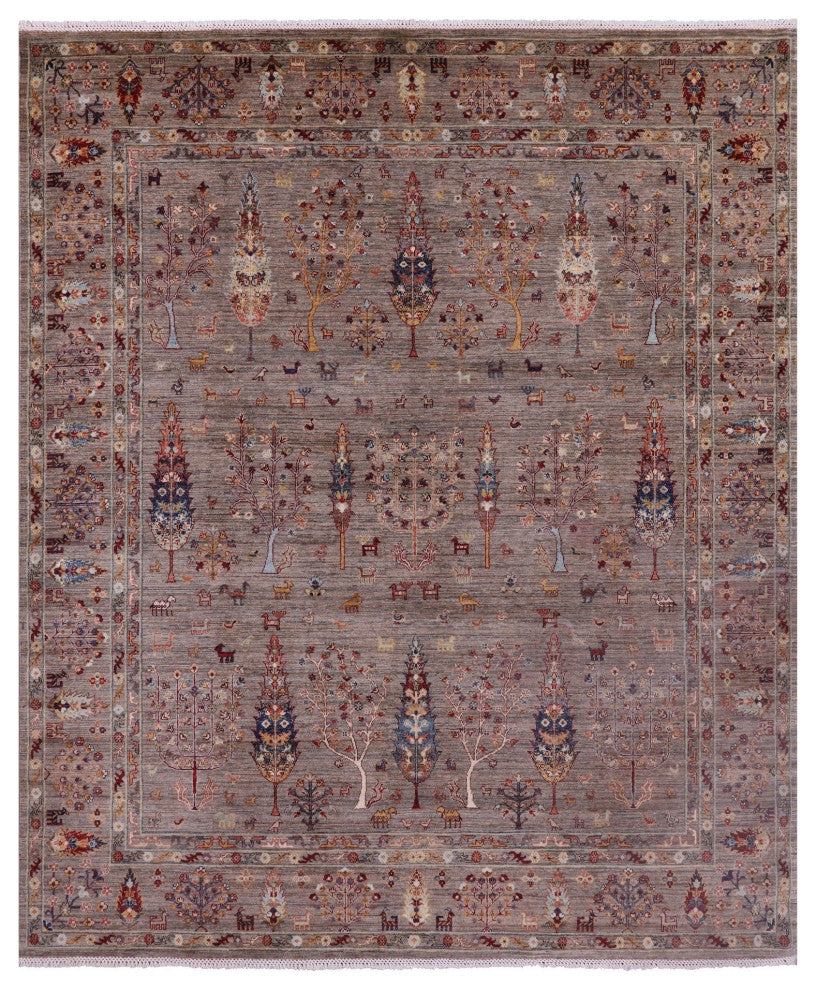 Handmade Persian Gabbeh Wool Tribal Rug 8' 2" X 9' 8" Q11138