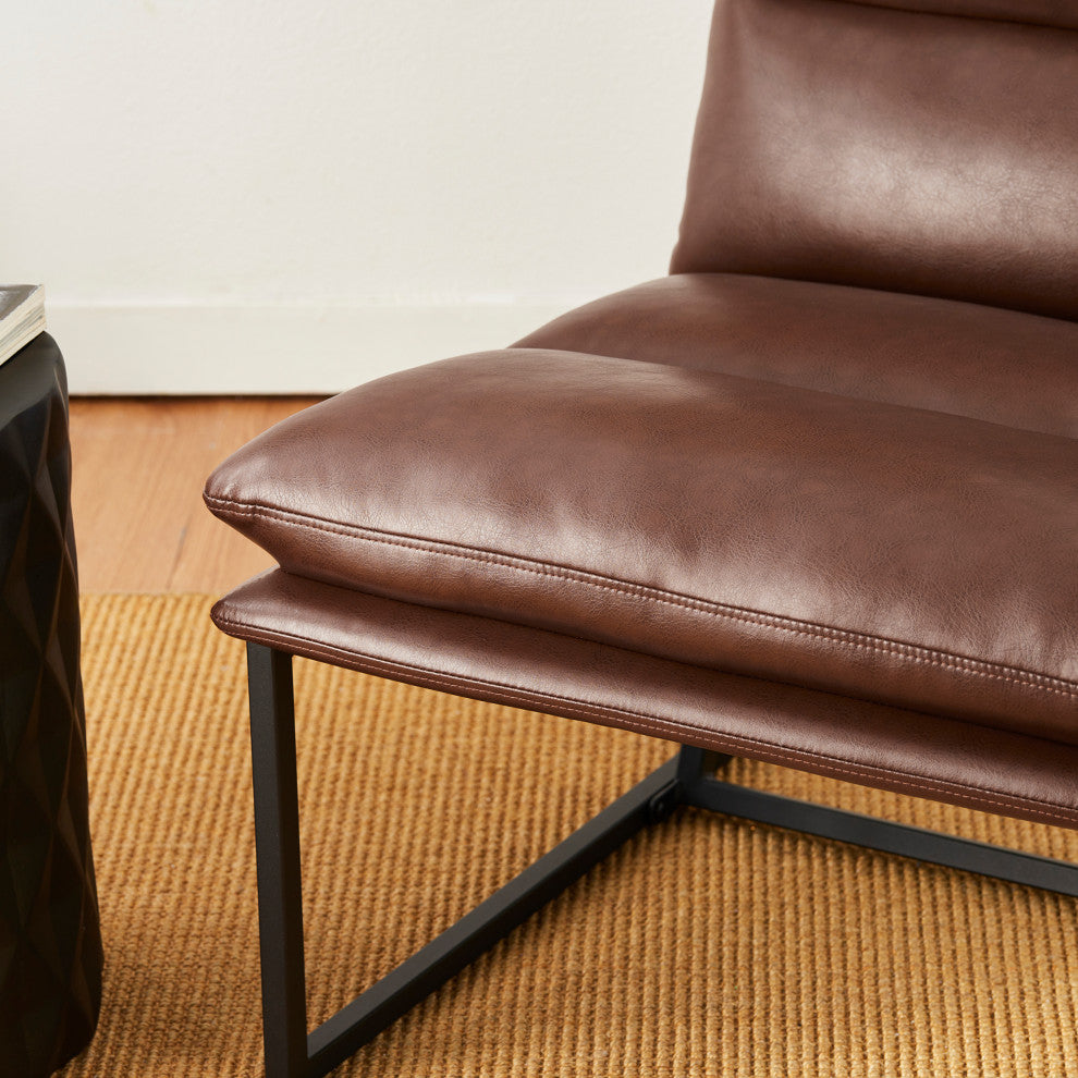 Set of 2 Modern Thick Leatherette Accent Chair, Coffee