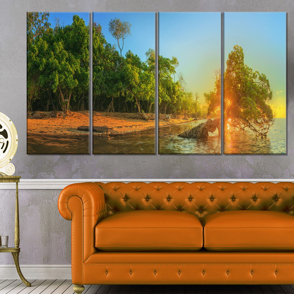 "Beautiful Thailand Tropical Beach" Landscape Wall Art Print, 4 Panels, 48"x28"